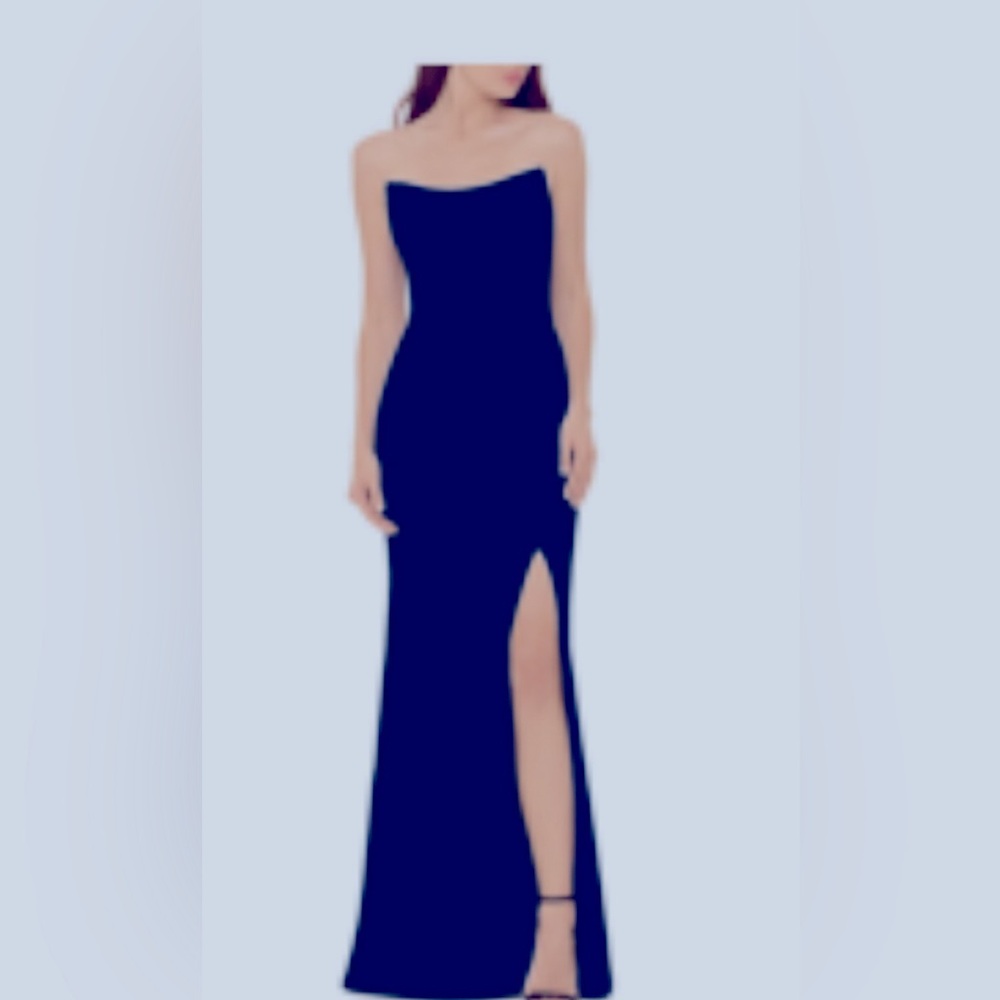 Aqua Blue Strapless Slit Gown for Weddings